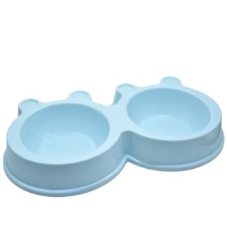 Comedero doble para mascotas 33.5x17x5cm. Celeste