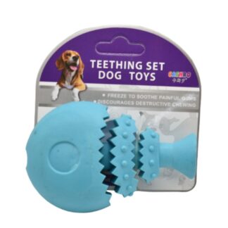 Juguete de goma con chifle para mascota 12x9cm. Celeste