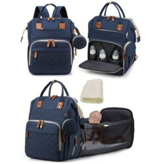 Mochila maternal convertible con cambiador. Azul