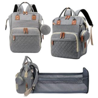 Mochila maternal convertible con cambiador. Gris