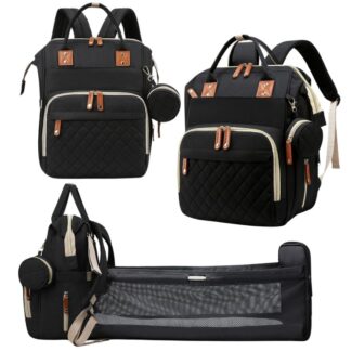 Mochila maternal convertible con cambiador. Negra