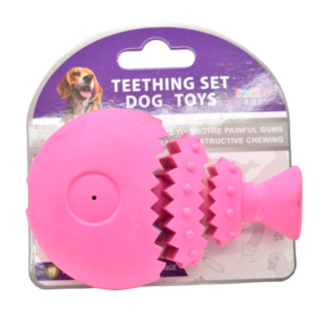 Juguete de goma con chifle para mascota 12x9cm. Rosado