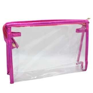 Neceser transparente rosado 23x15cm.