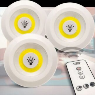 Luces led autoadhesivas a control remoto x3 unidades blancas