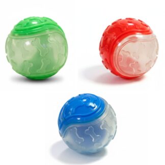 Pelota de goma con chifle para mascotas 7cm.