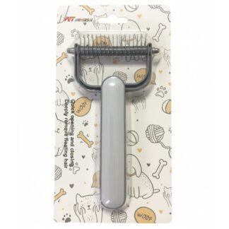 Peine removedor de pelos para mascotas 18x10cm. Gris