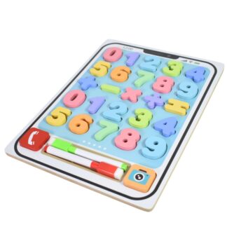 Pizarra de madera con numeros y simbolos 30x22cm.