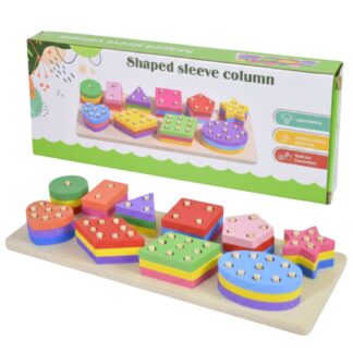 Juego de encastre con formas de madera 30x11x3.5cm.