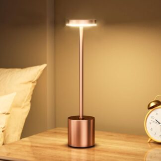 Lámpara de escritorio recargable digital rosa gold 34x8cm