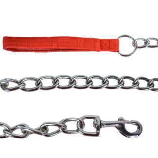 Cadena con correa para mascotas 6mm x 120cm. Rojo