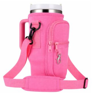 Bolso de neopreno fucsia para vaso térmico